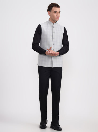 Grey Checked Regular Fit Modi Jacket | JadeBlue