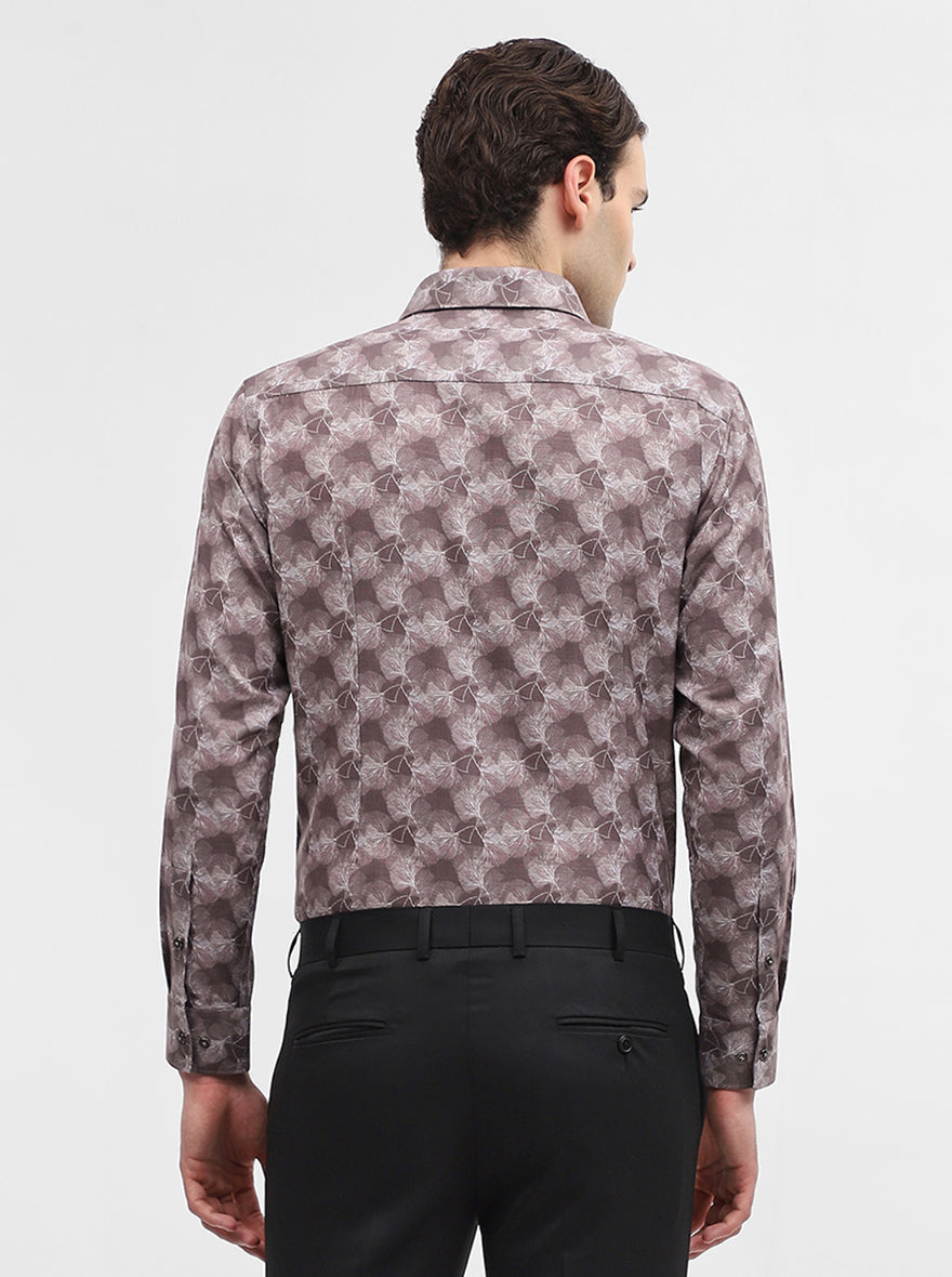 Brown Printed Slim Fit Party Wear Shirt | Greenfibre