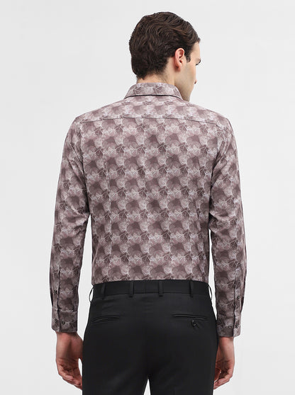 Brown Printed Slim Fit Party Wear Shirt | Greenfibre