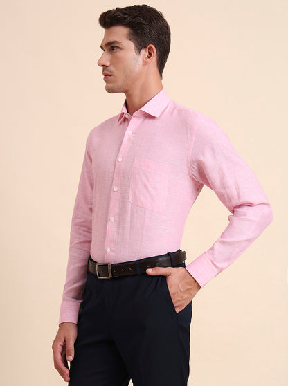 Light Pink Solid Regular Fit Formal Shirt | JadeBlue