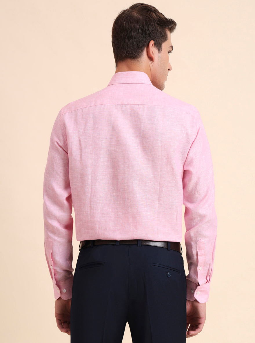 Light Pink Solid Regular Fit Formal Shirt | JadeBlue