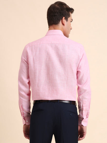 Light Pink Solid Regular Fit Formal Shirt | JadeBlue