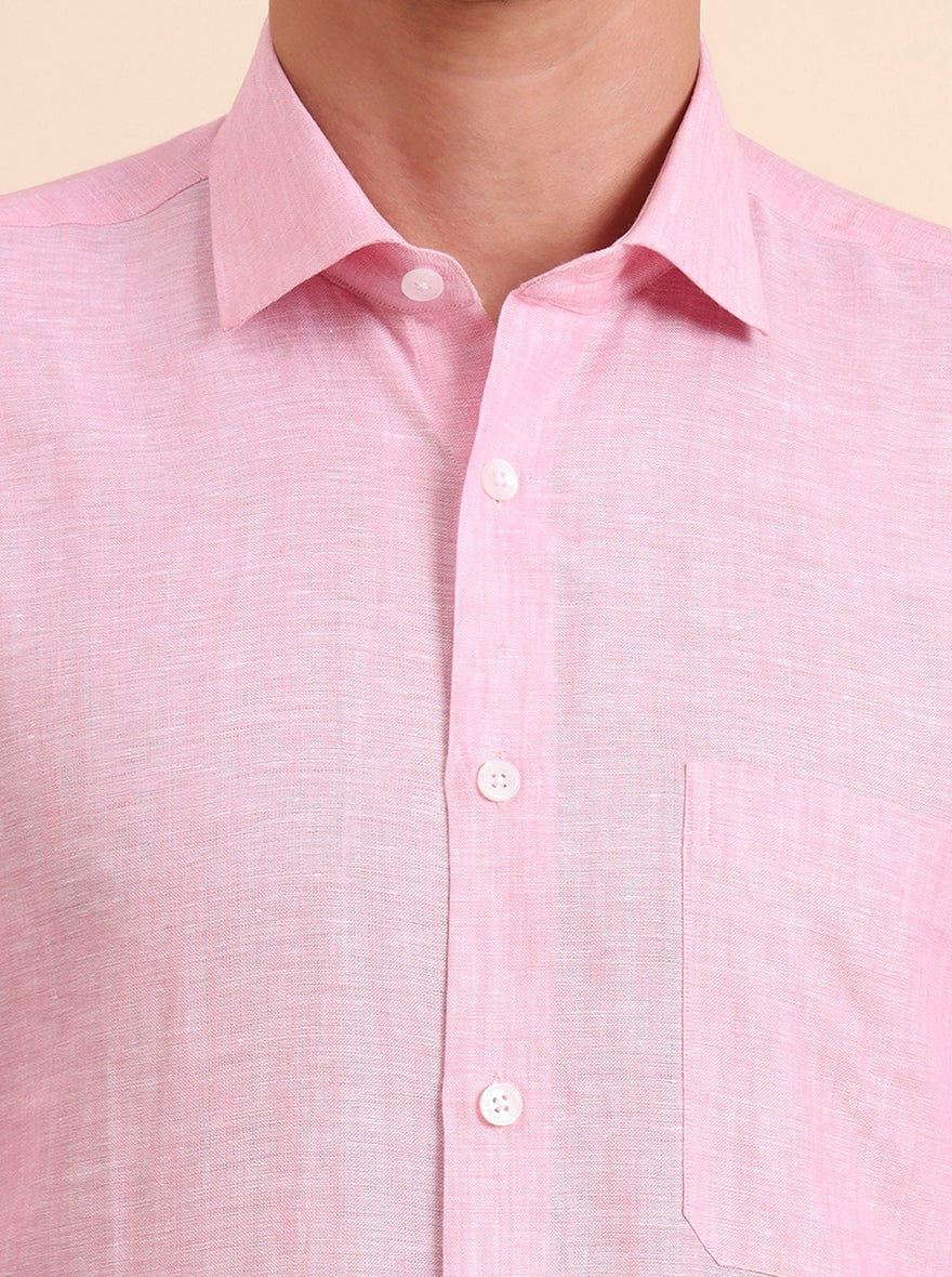 Light Pink Solid Regular Fit Formal Shirt | JadeBlue