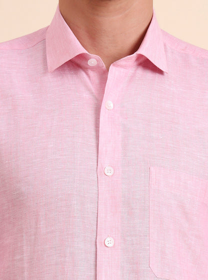 Light Pink Solid Regular Fit Formal Shirt | JadeBlue