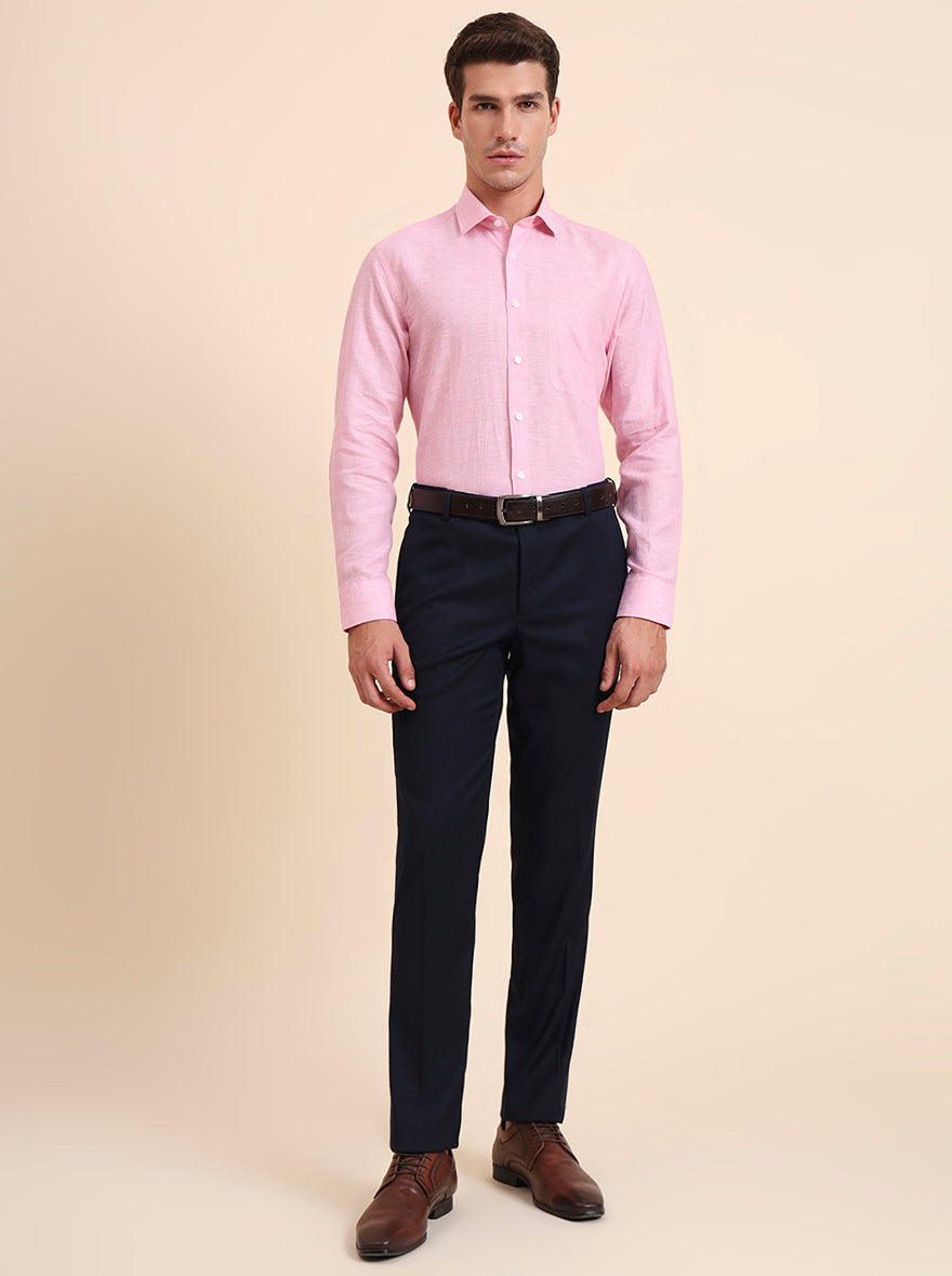Light Pink Solid Regular Fit Formal Shirt | JadeBlue