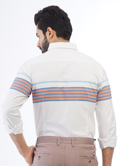 White Striped Slim Fit Casual Shirt | JadeBlue