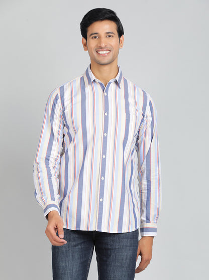 Light Blue Striped Slim Fit Casual Shirt | JadeBlue