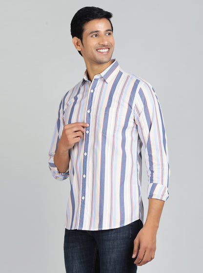 Light Blue Striped Slim Fit Casual Shirt | JadeBlue