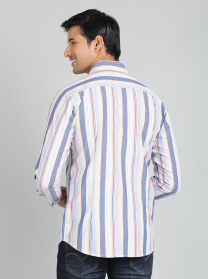 Light Blue Striped Slim Fit Casual Shirt | JadeBlue