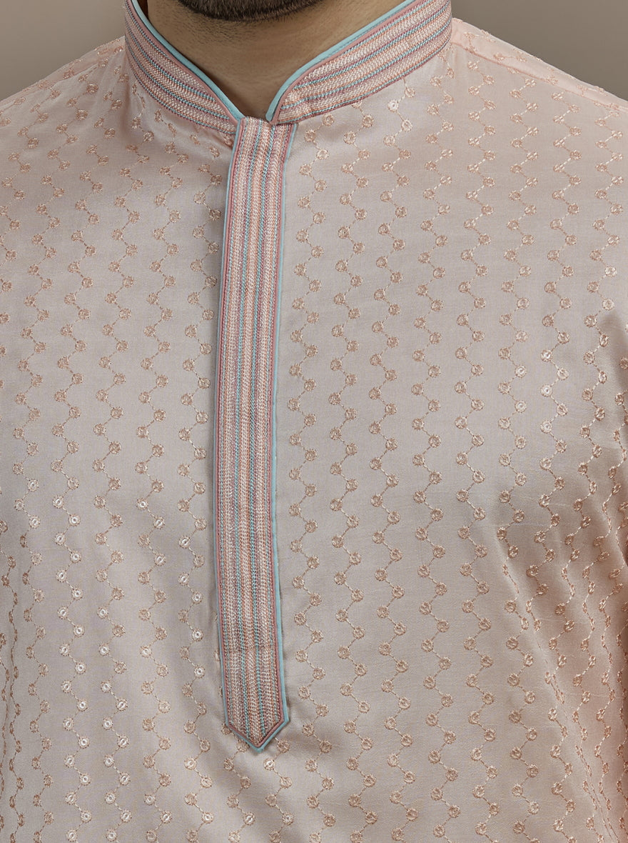 Light  Pink Embroidered Kurta Pajama | Virasana