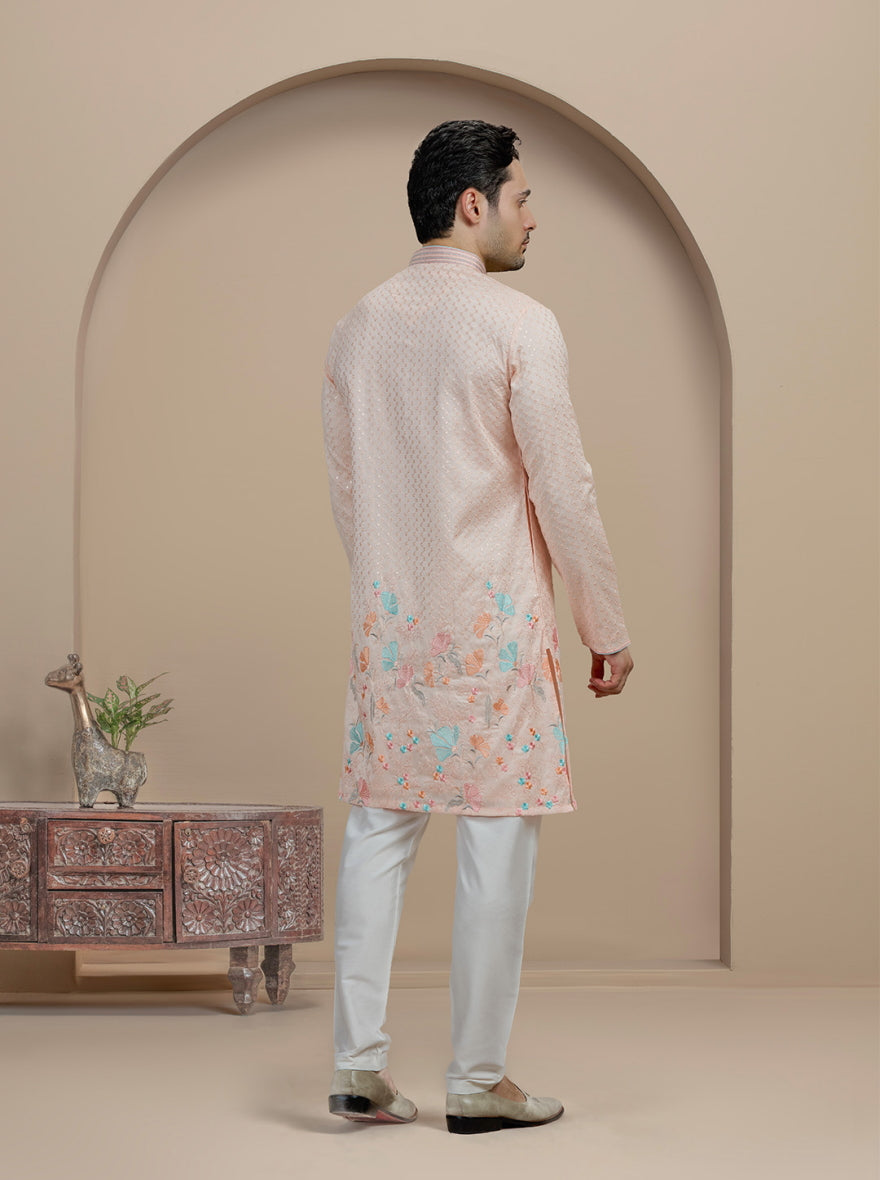 Light  Pink Embroidered Kurta Pajama | Virasana