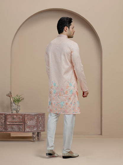 Light  Pink Embroidered Kurta Pajama | Virasana