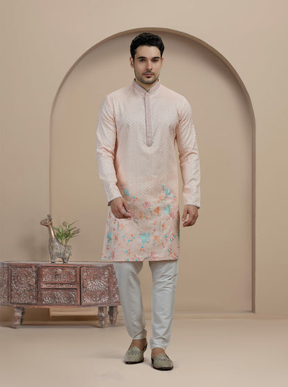 Light  Pink Embroidered Kurta Pajama | Virasana