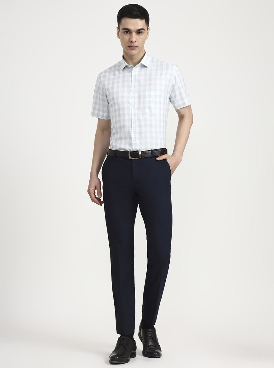 White & Green Checked Regular Fit Formal Shirt | Greenfibre