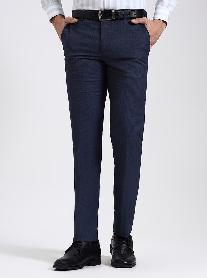 Royal Blue Solid Slim Fit Formal Trouser | JadeBlue Super Luxe