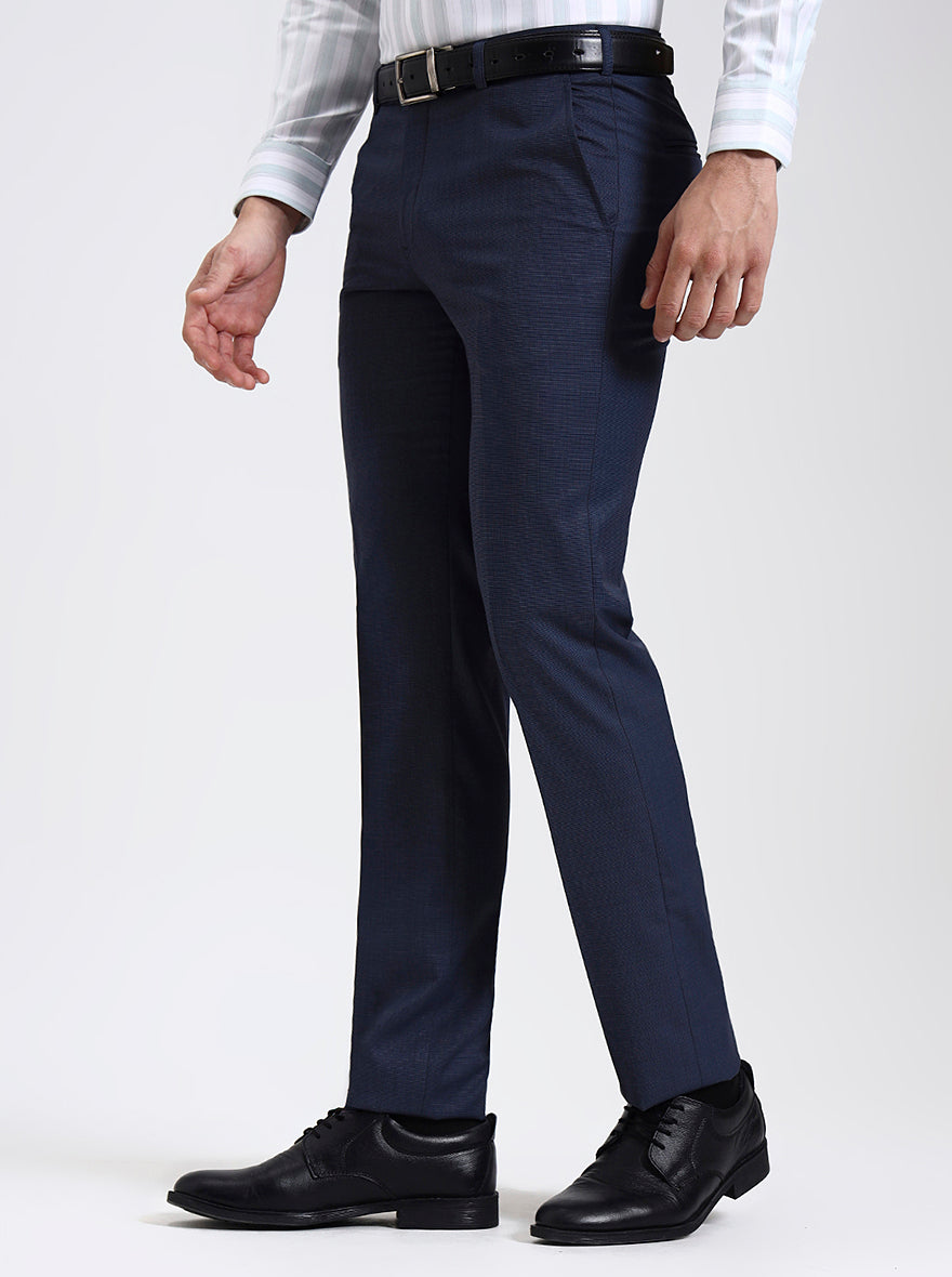 Royal Blue Solid Slim Fit Formal Trouser | JadeBlue Super Luxe