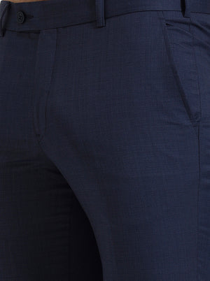 Royal Blue Solid Slim Fit Formal Trouser | JadeBlue Super Luxe