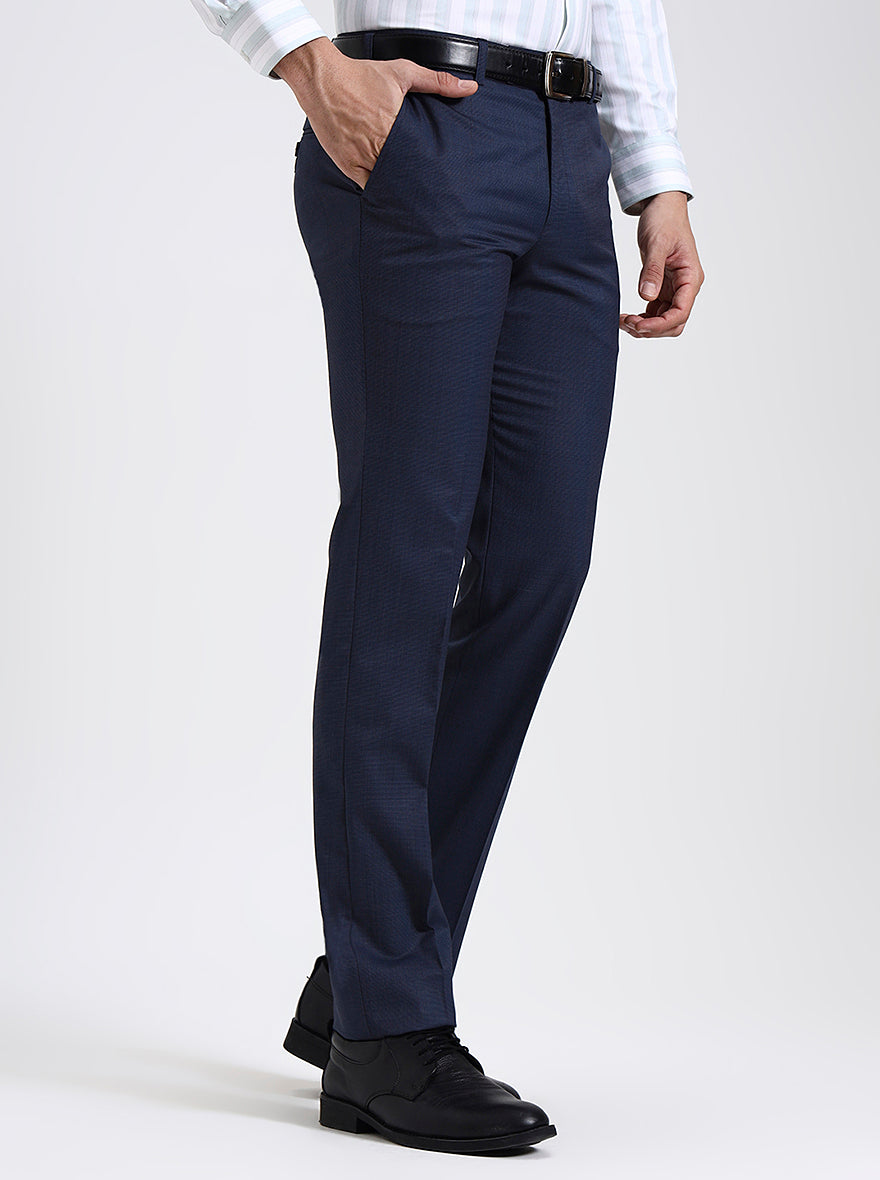 Royal Blue Solid Slim Fit Formal Trouser | JadeBlue Super Luxe
