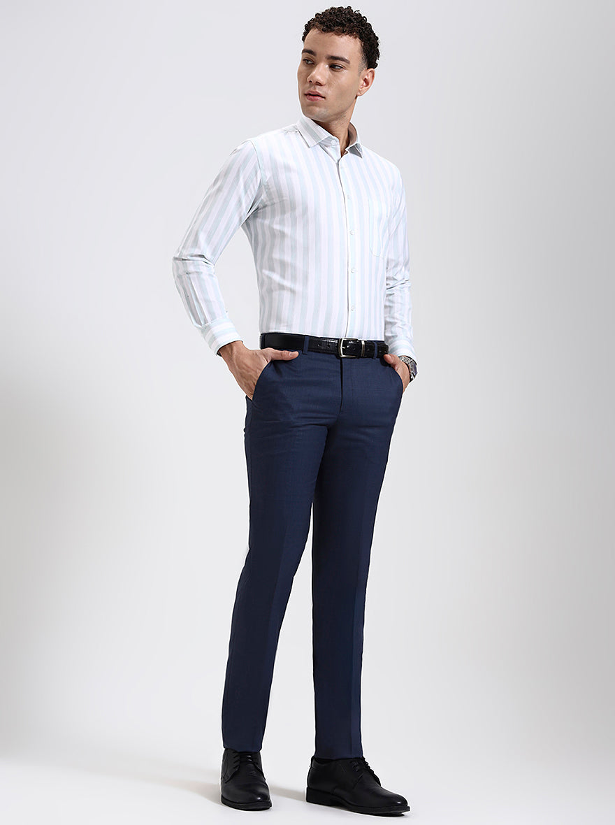 Royal Blue Solid Slim Fit Formal Trouser | JadeBlue Super Luxe