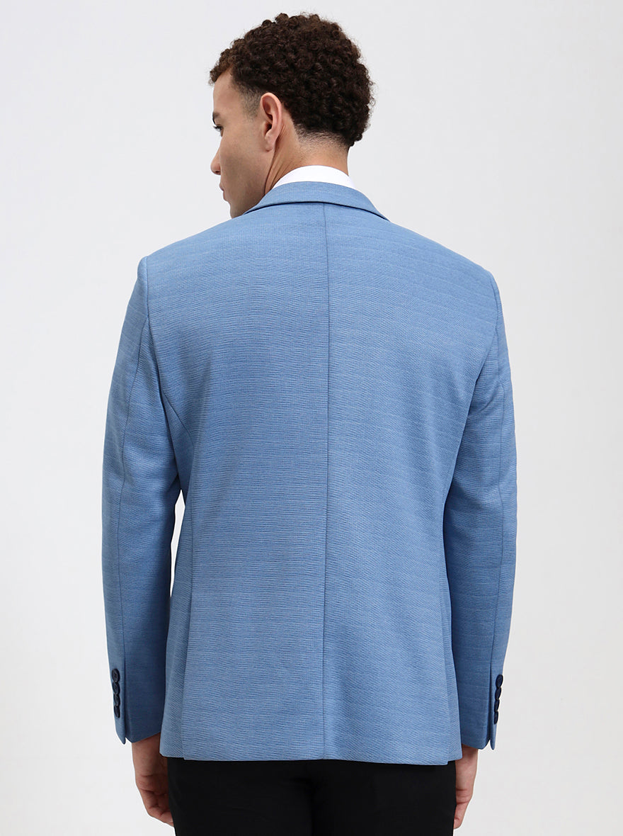 Blue Solid Regular Fit Blazer | JB Studio