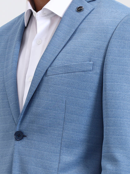 Blue Solid Regular Fit Blazer | JB Studio