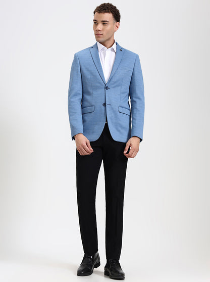 Blue Solid Regular Fit Blazer | JB Studio