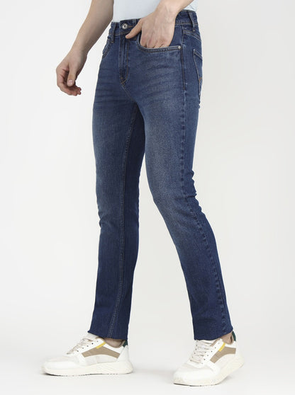 Mid Indigo Blue Solid Straight Fit Jeans | JadeBlue