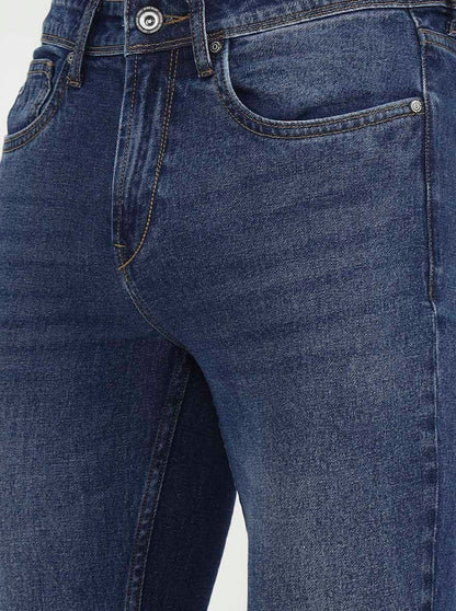 Mid Indigo Blue Solid Straight Fit Jeans | JadeBlue