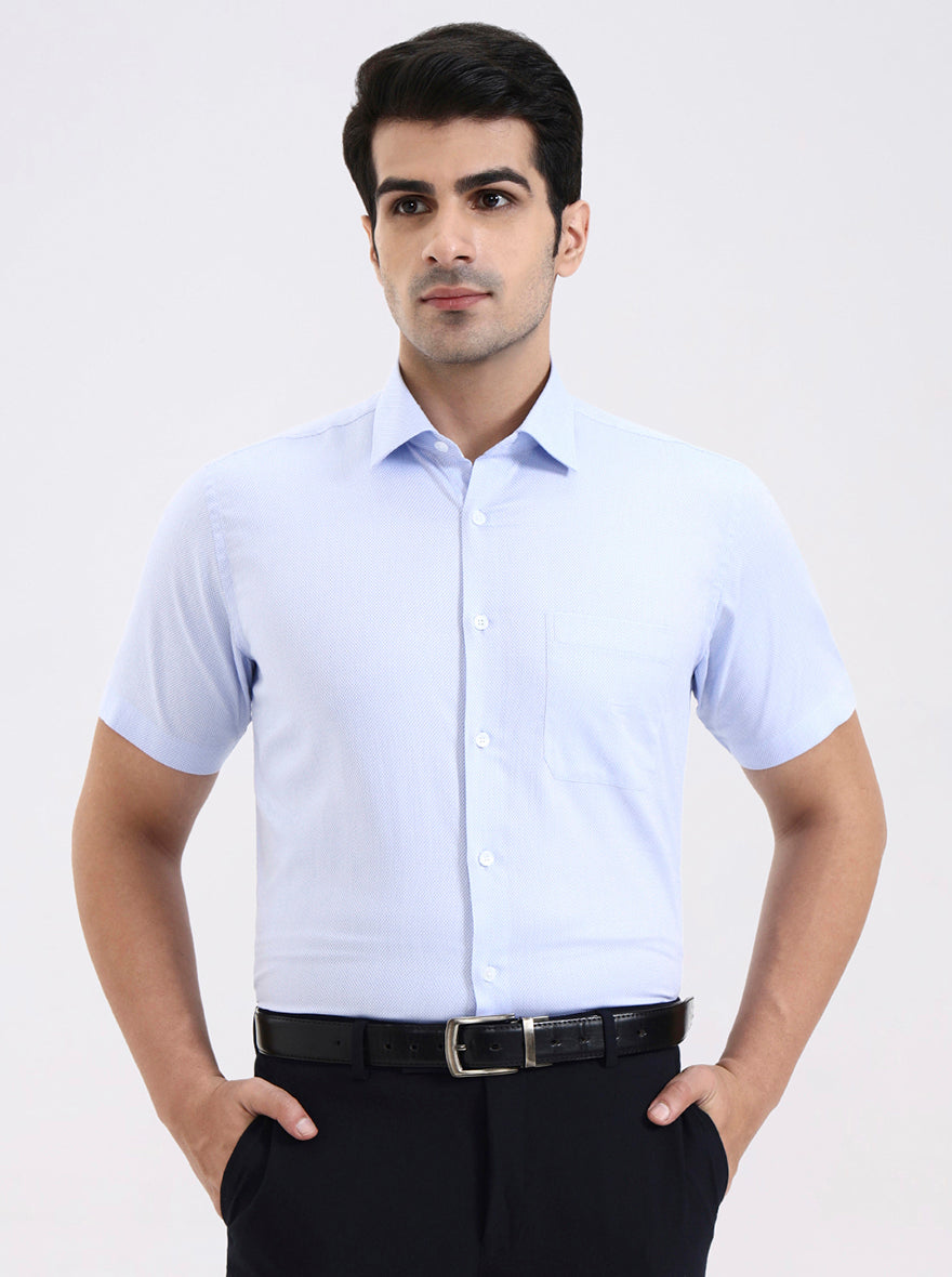 Blue Solid Regular Fit Formal Shirt | JadeBlue