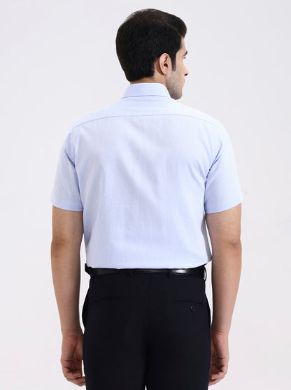 Blue Solid Regular Fit Formal Shirt | JadeBlue