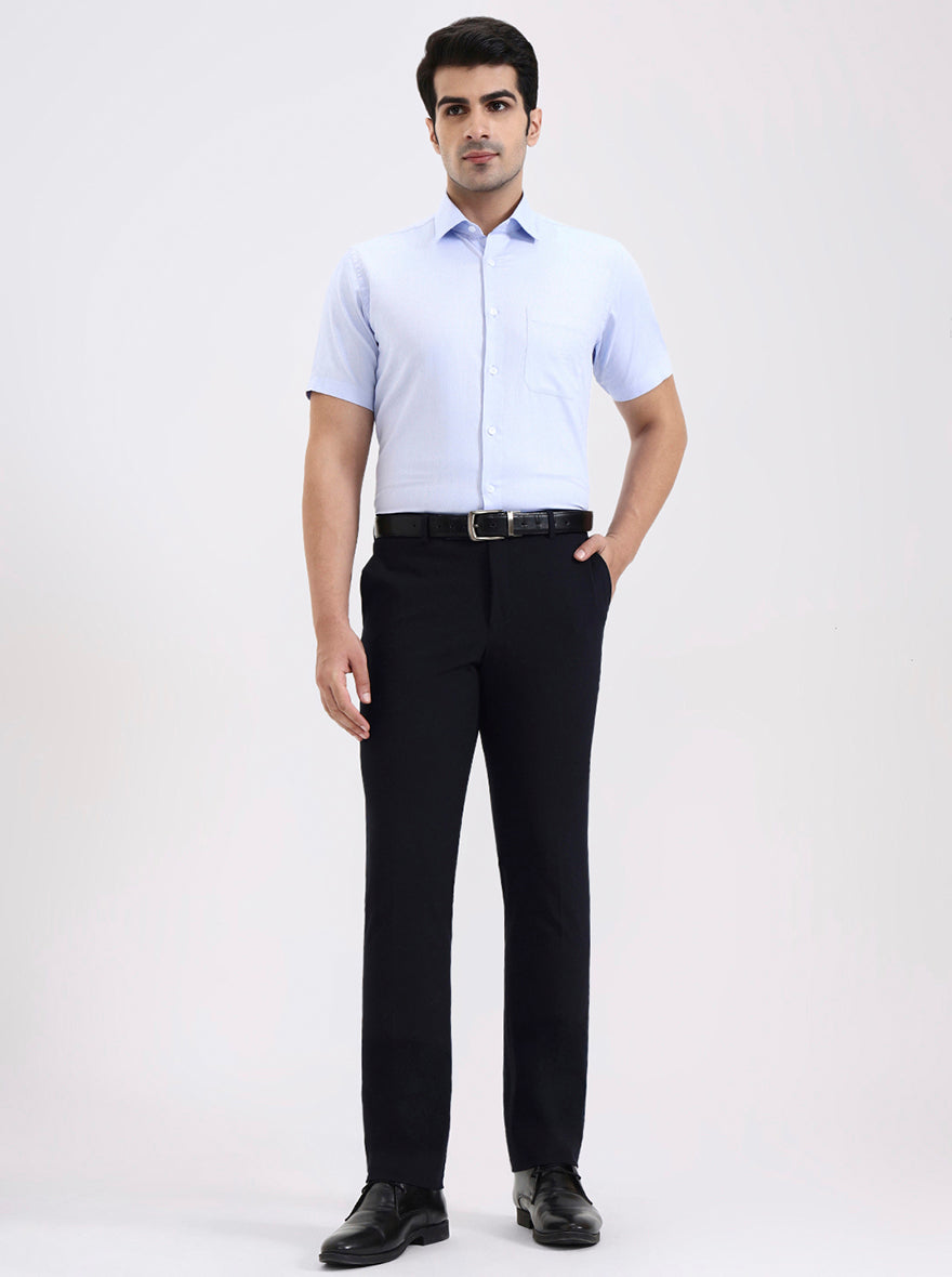 Blue Solid Regular Fit Formal Shirt | JadeBlue