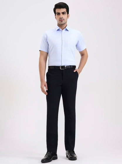 Blue Solid Regular Fit Formal Shirt | JadeBlue