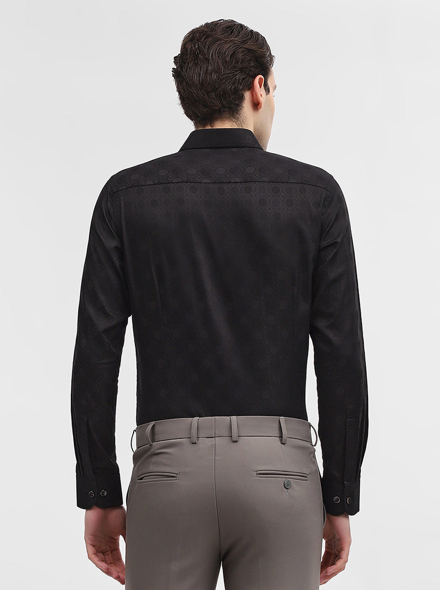 Black Jacquard Slim Fit Party Wear Shirt | Wyre