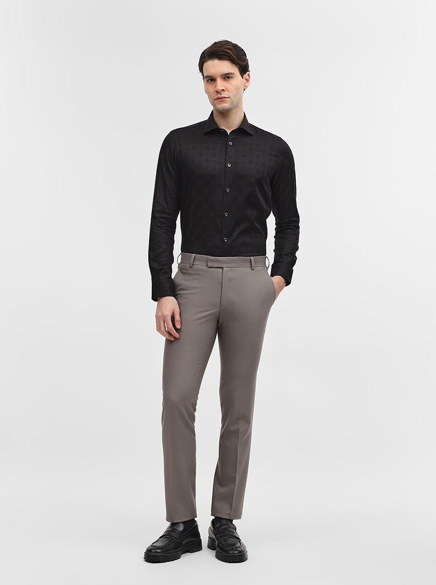 Black Jacquard Slim Fit Party Wear Shirt | Wyre