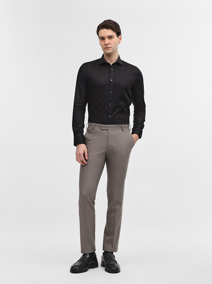 Black Jacquard Slim Fit Party Wear Shirt | Wyre