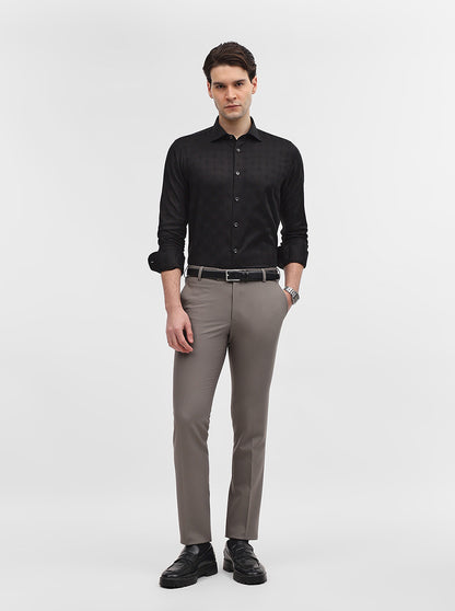 Black Jacquard Slim Fit Party Wear Shirt | Wyre
