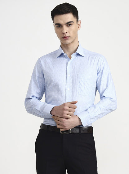 Sky Blue Solid Slim Fit Formal Shirt | Metal