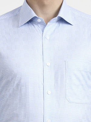 Sky Blue Solid Slim Fit Formal Shirt | Metal