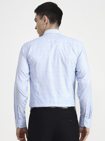 Sky Blue Solid Slim Fit Formal Shirt | Metal