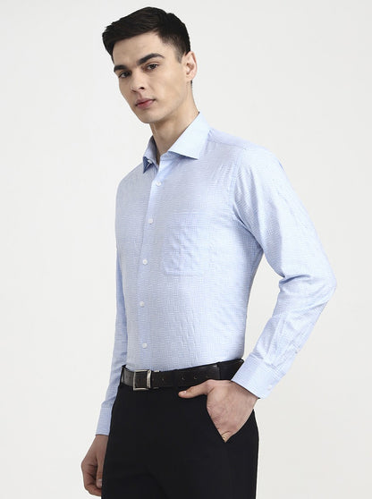 Sky Blue Solid Slim Fit Formal Shirt | Metal