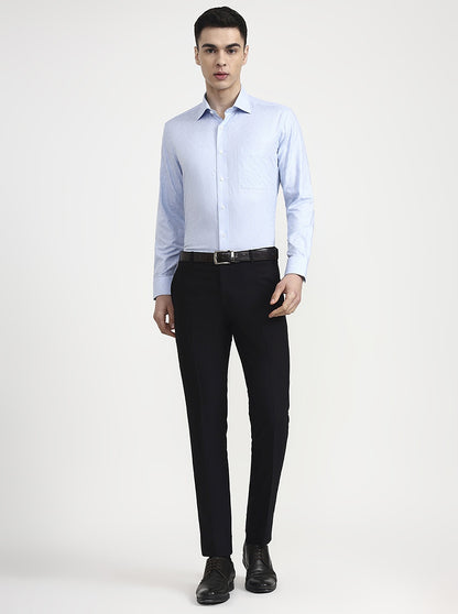 Sky Blue Solid Slim Fit Formal Shirt | Metal