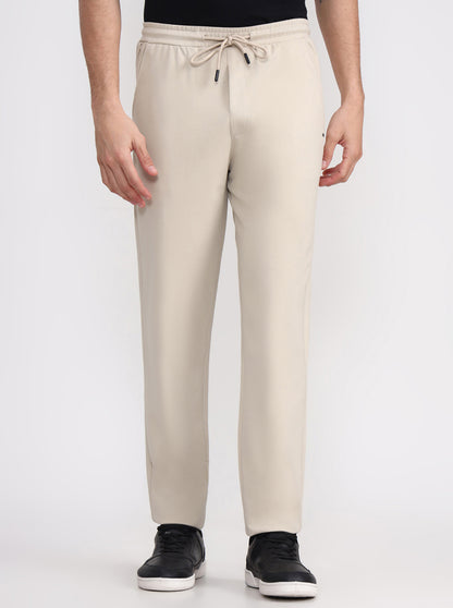 Beige Solid Slim Fit Track Pant | JadeBlue