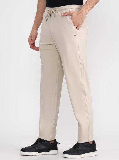 Beige Solid Slim Fit Track Pant | JadeBlue