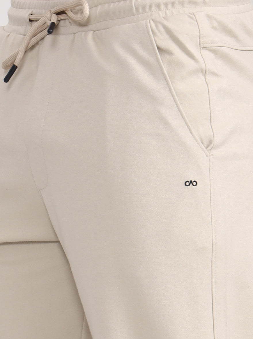 Beige Solid Slim Fit Track Pant | JadeBlue