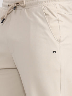 Beige Solid Slim Fit Track Pant | JadeBlue