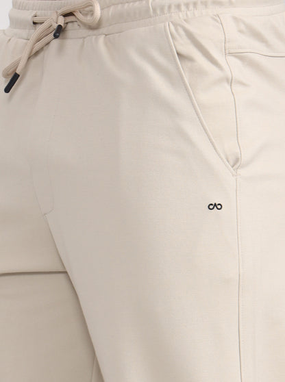 Beige Solid Slim Fit Track Pant | JadeBlue