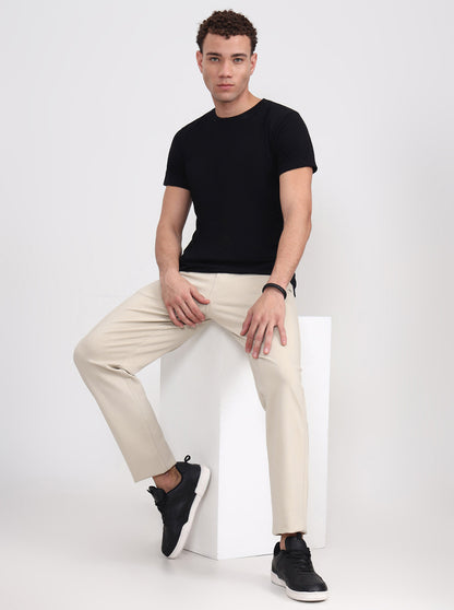Beige Solid Slim Fit Track Pant | JadeBlue