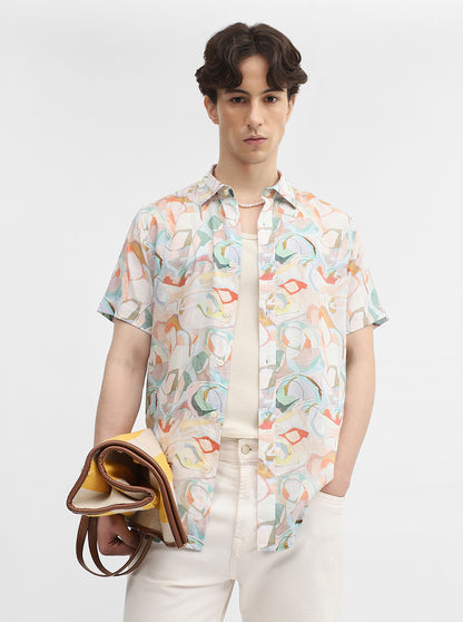 Multicolor Printed Slim Fit Casual Shirt | JadeBlue