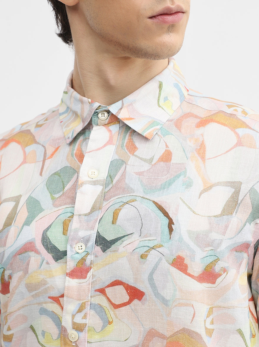 Multicolor Printed Slim Fit Casual Shirt | JadeBlue