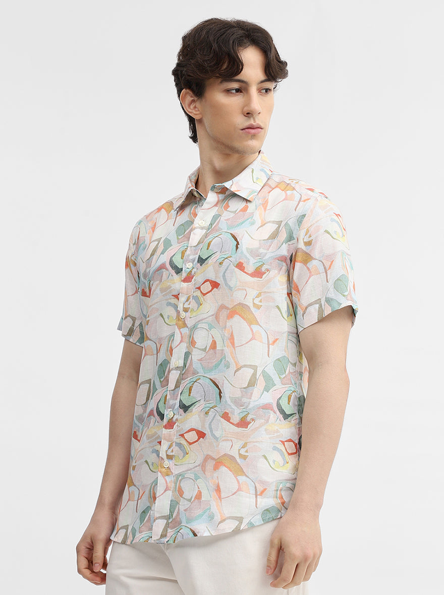 Multicolor Printed Slim Fit Casual Shirt | JadeBlue